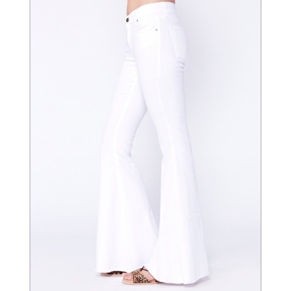 white super flare jeans